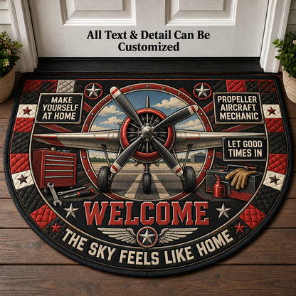 Propeller Aircraft Mechanic Personalized Half Round Mat | 5To9Vibe