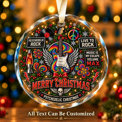 Psychedelic Rock Personalized Glass Ornament | 5To9Vibe