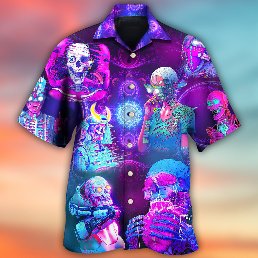 Skull Psychic Skull Face Future Style With Purple - Hawaiian Shirt 