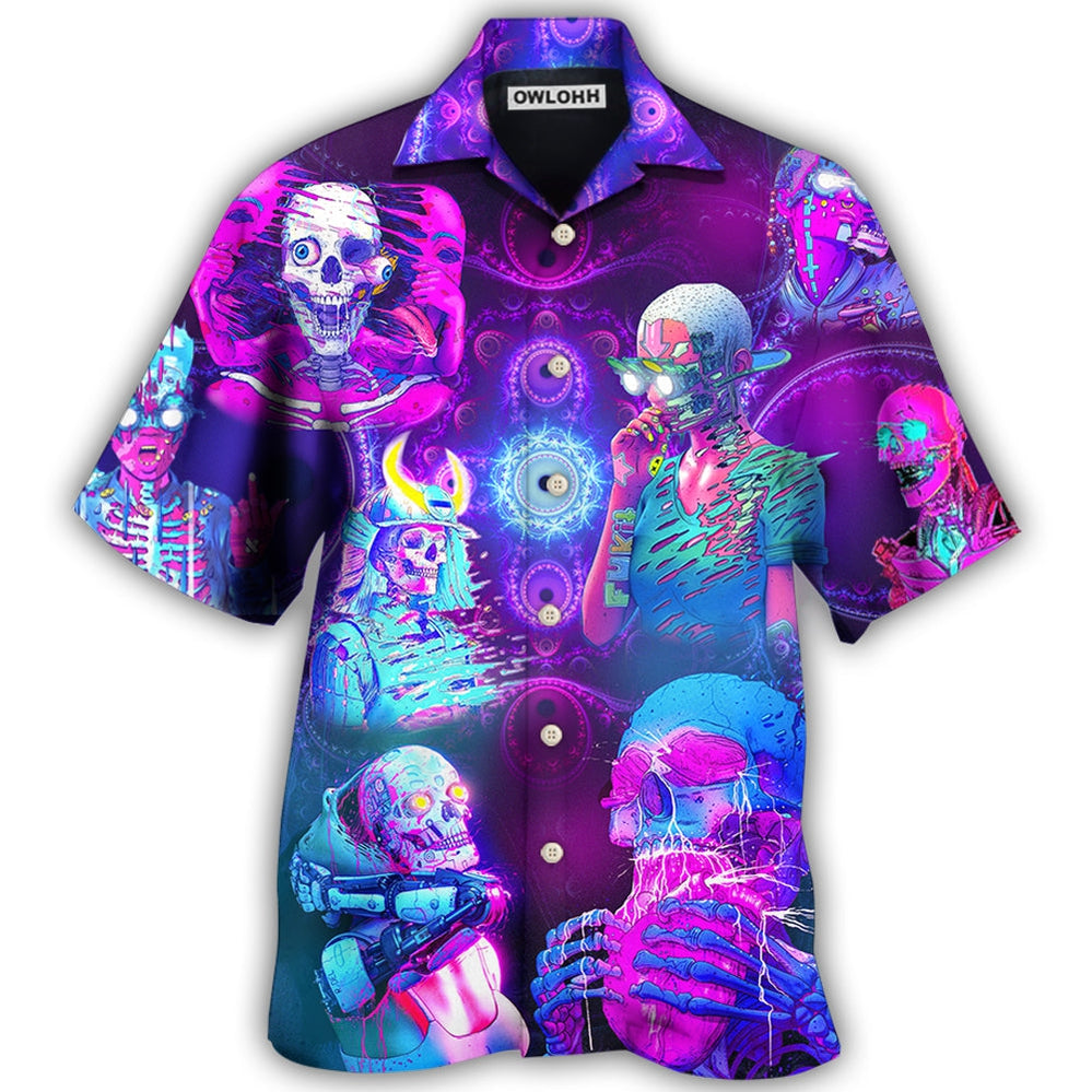 Skull Psychic Skull Face Future Style With Purple - Hawaiian Shirt 