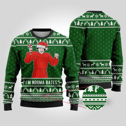 Psycho Ugly Christmas Sweater Forest Green