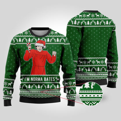 Psycho Ugly Christmas Sweater Forest Green