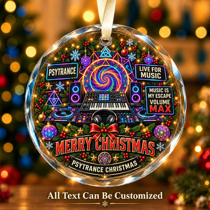 Psytrance Personalized Glass Ornament | 5To9Vibe