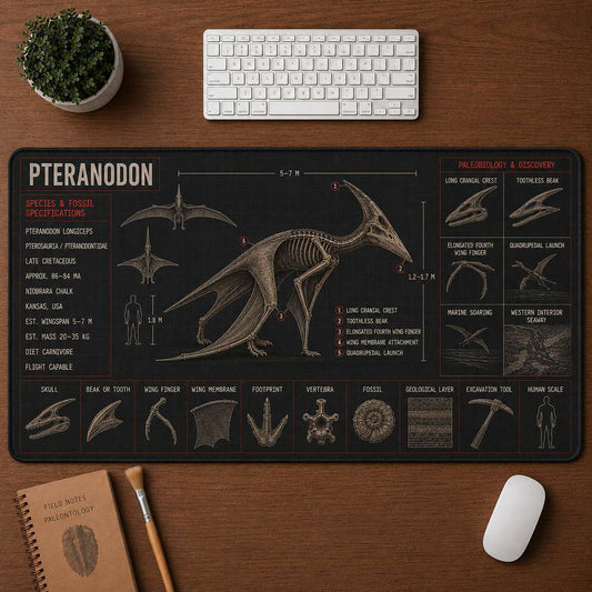 Pteranodon Pterosaur Blueprint Desk Mat | 5To9Vibe