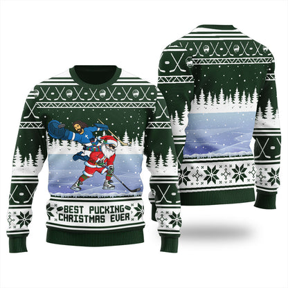Santa Jesus Hockey Men's Ugly Christmas Sweater