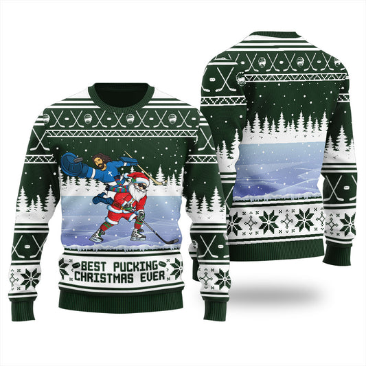 Pucking Game Santa And Jesus Christmas Sweater