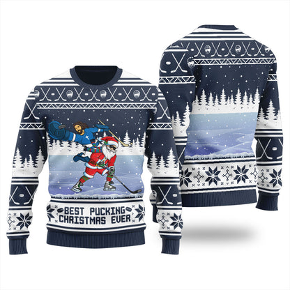 Santa Jesus Hockey Men's Ugly Christmas Sweater