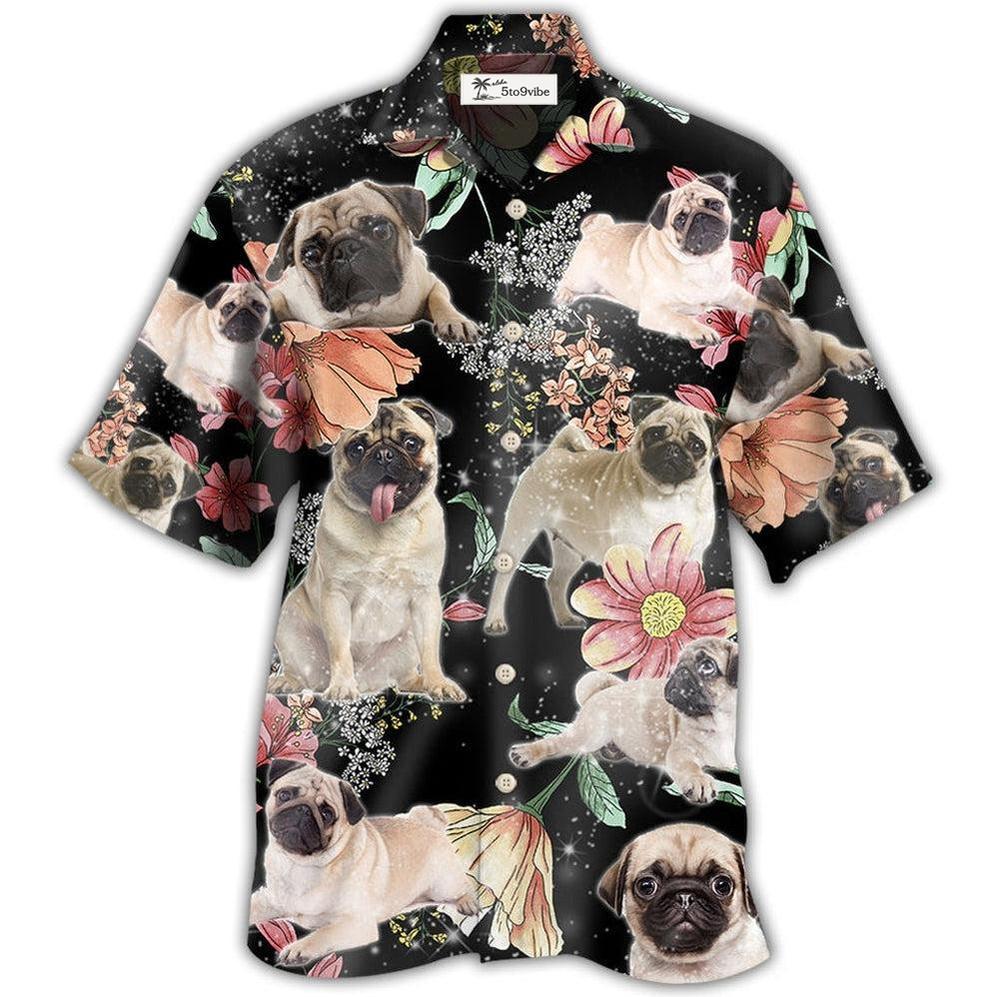 Hawaiian Shirt / Adults / S Pug Tropical Floral Style - Hawaiian Shirt 