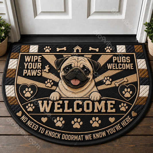 Pug Welcome Mat – "Wipe Your Paws" Funny Pug Lover Doormat - 5to9vibe