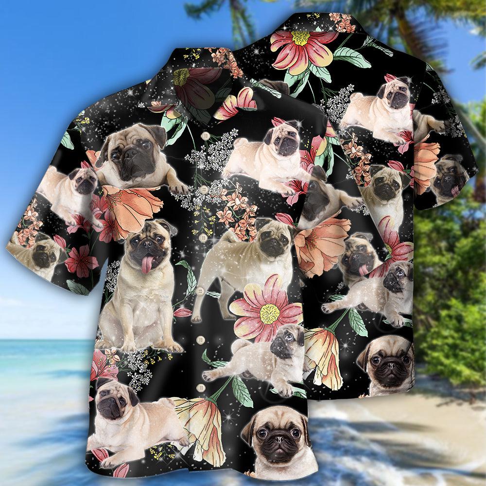 Pug Tropical Floral Style - Hawaiian Shirt 