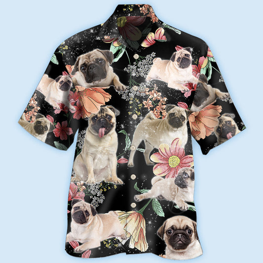 Pug Tropical Floral Style - Hawaiian Shirt 