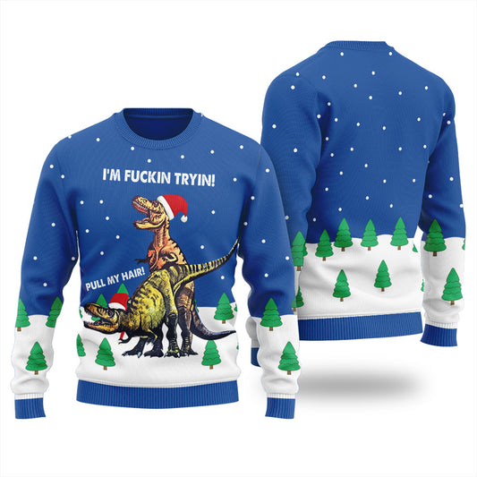 Pull My Hair Dinosaur Dirty Men's Ugly Sweater