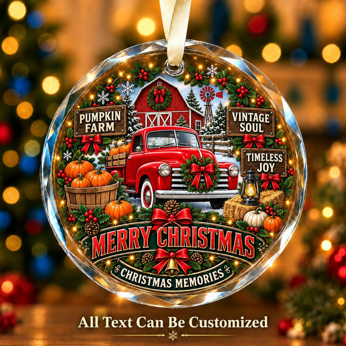 Pumpkin Farm Personalized Glass Ornament | 5To9Vibe