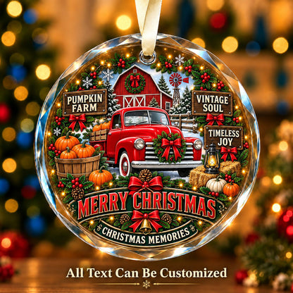 Pumpkin Farm Personalized Glass Ornament | 5To9Vibe