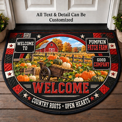 Pumpkin Patch Farm Personalized Half Round Mat | 5To9Vibe