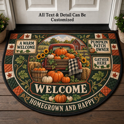 Pumpkin Patch Owner Personalized Half Round Mat | 5To9Vibe