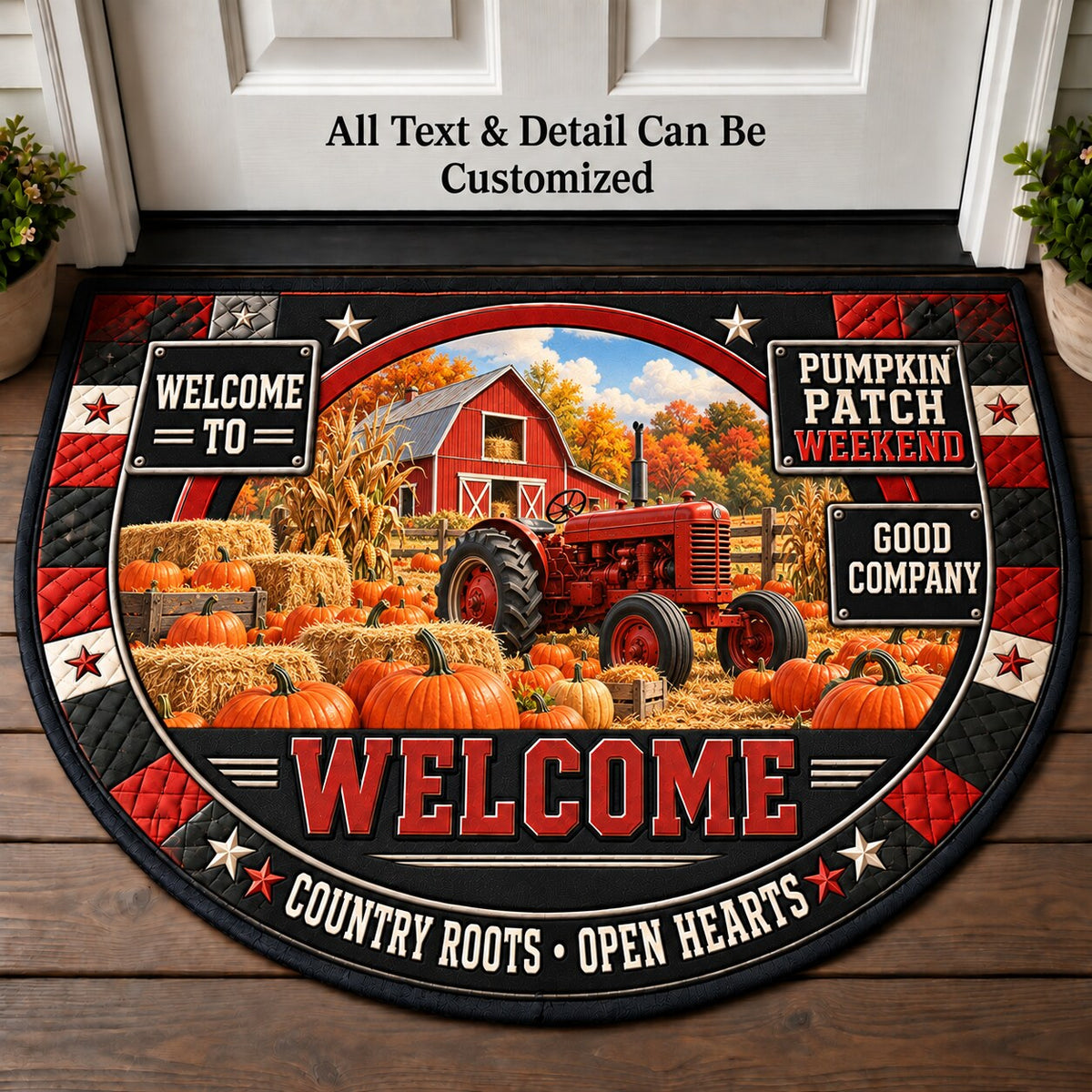 Pumpkin Patch Weekend Personalized Half Round Mat | 5To9Vibe