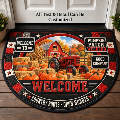 Pumpkin Patch Weekend Personalized Half Round Mat | 5To9Vibe