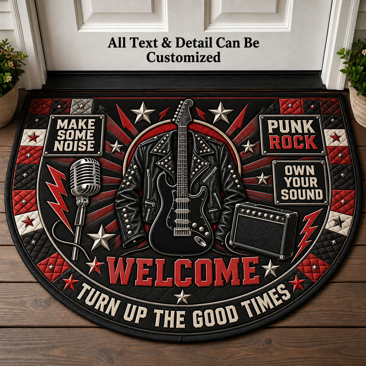 Punk Rock Personalized Half Round Mat | 5To9Vibe