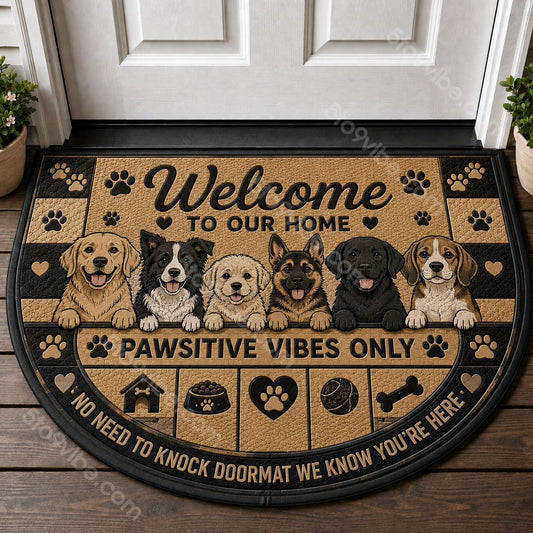 Puppy Lover Welcome Mat – "Pawsitive Vibes Only" Dog Family Outdoor Doormat - 5to9vibe