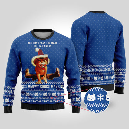 Christmas Puss In Boots Ugly Sweater Royal