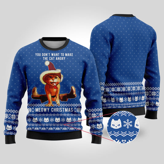 Christmas Puss In Boots Ugly Sweater Royal