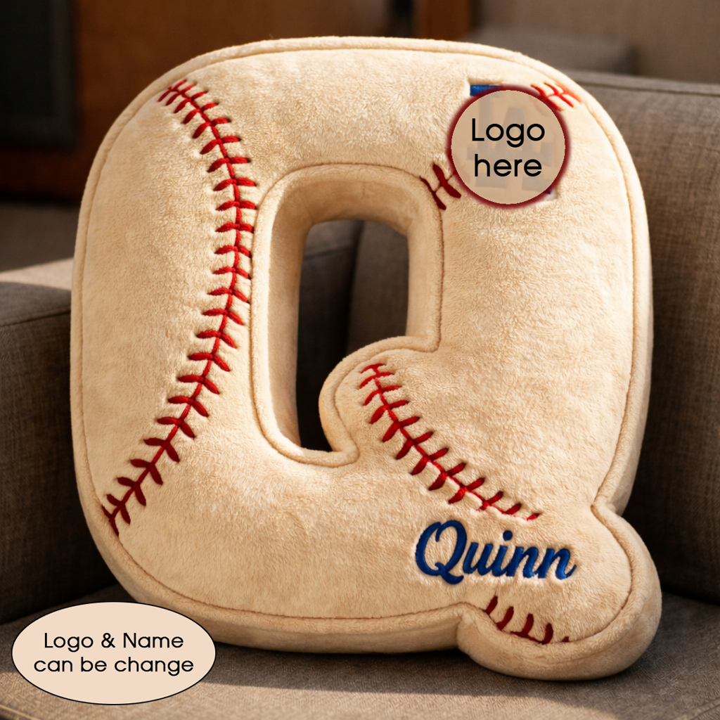 Baseball Pillow Custom Name & Logo Gift For Kids, Friends, Family Irregular-Shaped Pillow Custom-Shaped Pillow-5TO9VIBE
