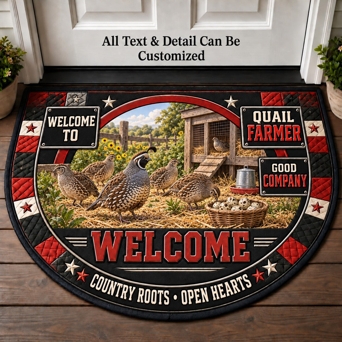Quail Farmer Personalized Half Round Mat | 5To9Vibe