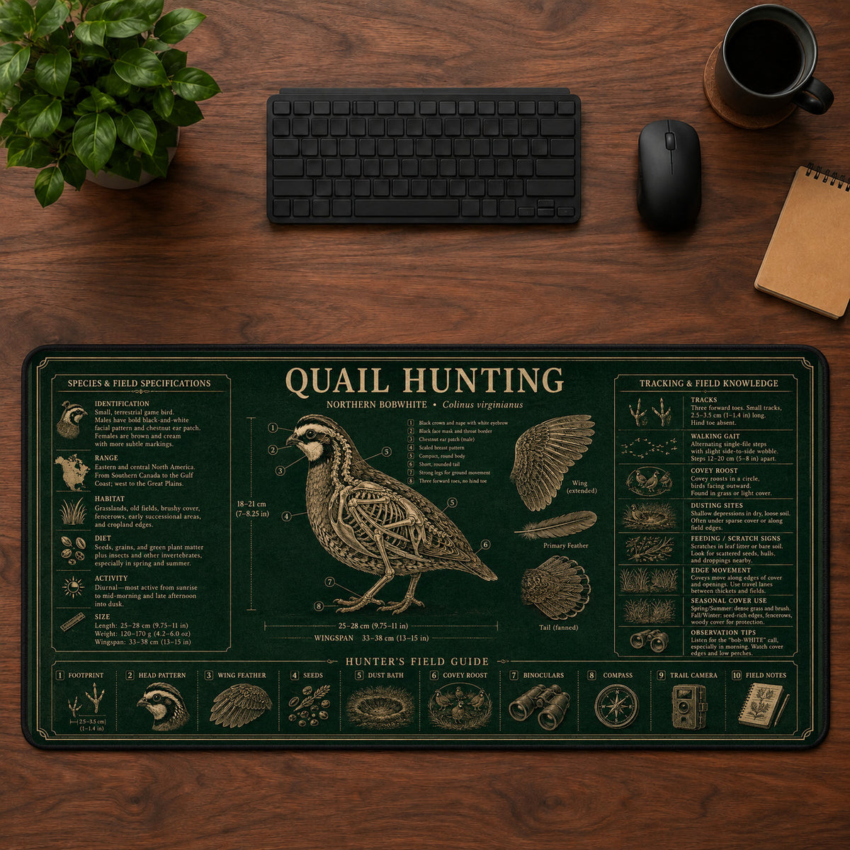 Quail Hunting Desk Mat Mouse Pad | 5To9Vibe