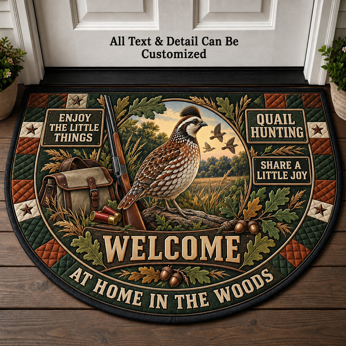 Quail Hunting Personalized Half Round Mat | 5To9Vibe