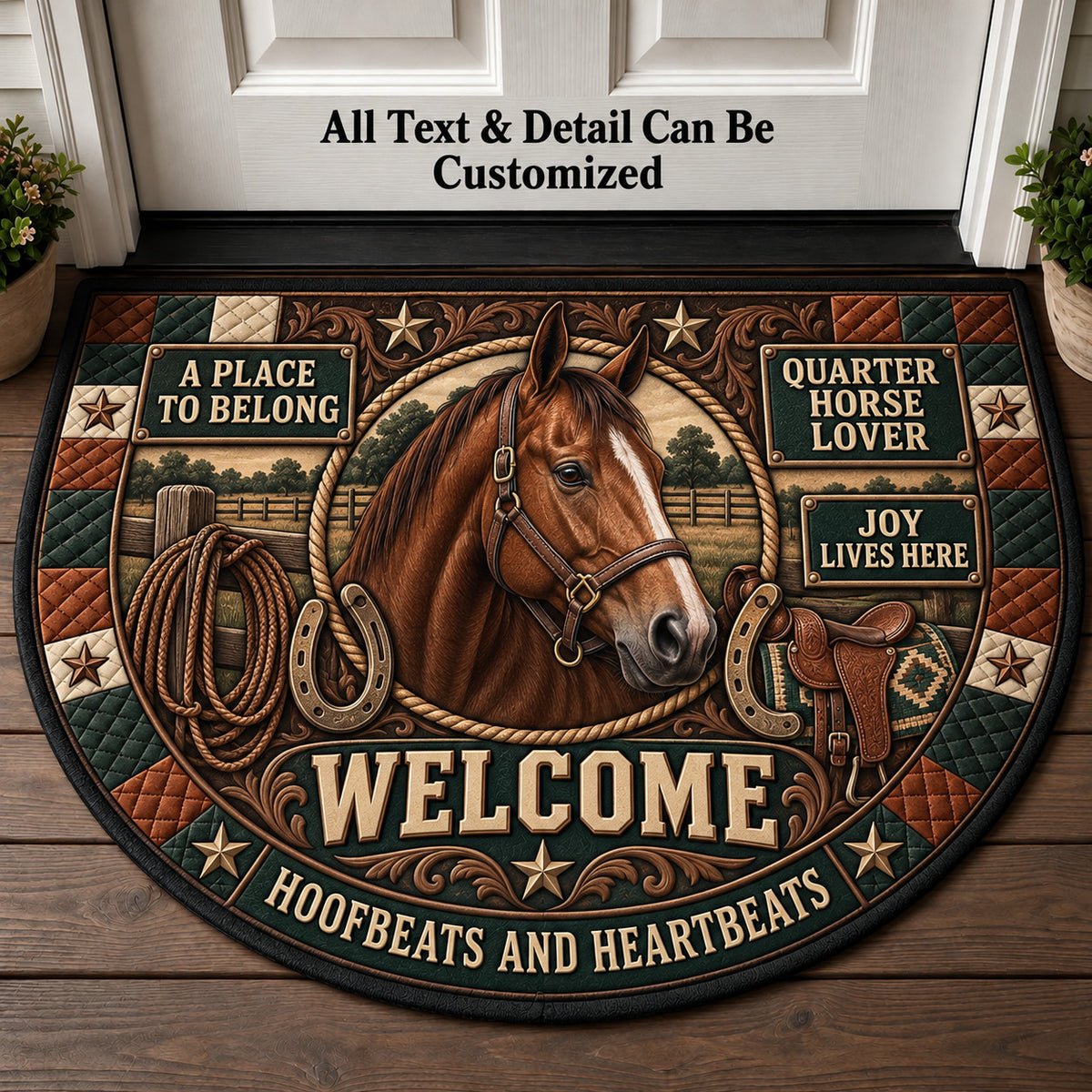 Quarter Horse Lover Personalized Half Round Mat | 5To9Vibe