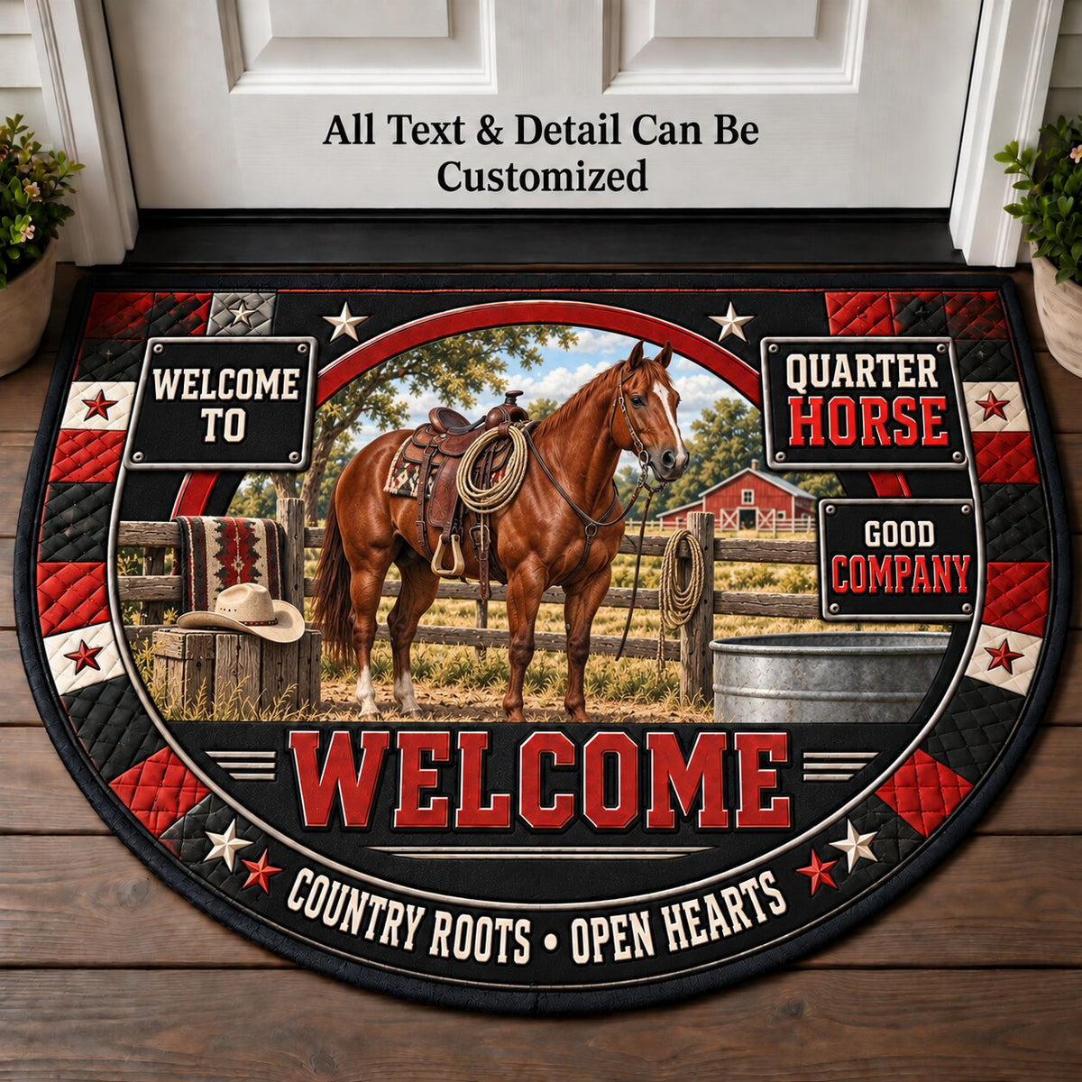 Quarter Horse Personalized Half Round Mat | 5To9Vibe