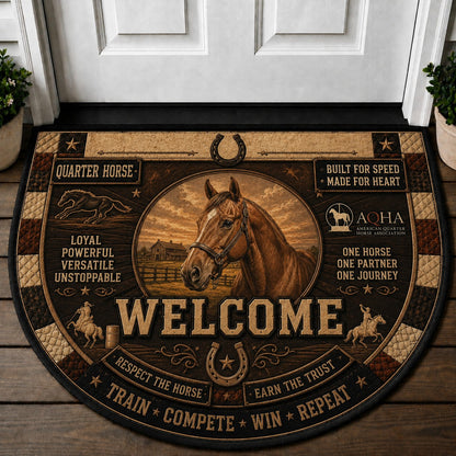 Western Horse Lover Quilted Print Premium Welcome Mat – Personalized Doormat