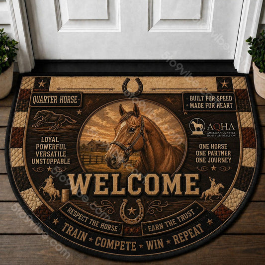 Quarter Horse Welcome Mat – "Built For Speed Made For Heart" AQHA Equestrian Doormat - 5to9vibe