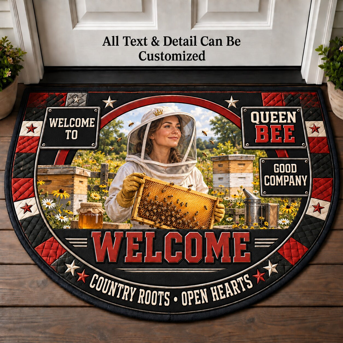 Queen Bee Personalized Half Round Mat | 5To9Vibe