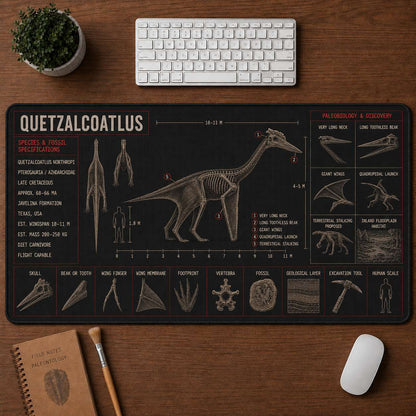 Quetzalcoatlus Pterosaur Blueprint Desk Mat | 5To9Vibe