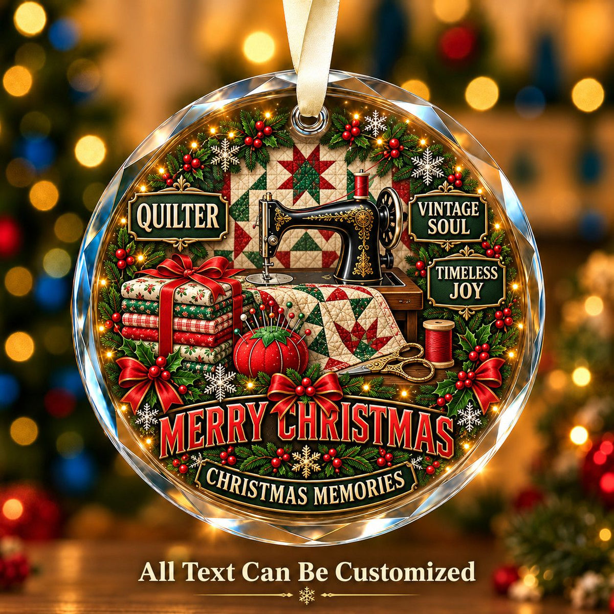 Quilter Personalized Glass Ornament | 5To9Vibe
