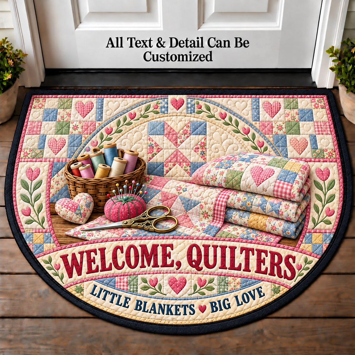 Baby Quilt Keepsake - Quilters Welcome Personalized Half Round Mat | 5To9Vibe
