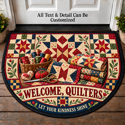 Star Quilt Block - Quilters Welcome Personalized Half Round Mat | 5To9Vibe