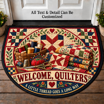 Thread Thimble - Quilters Welcome Personalized Half Round Mat | 5To9Vibe