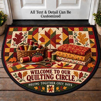 Autumn Patchwork - Quilting Circle Personalized Half Round Mat | 5To9Vibe