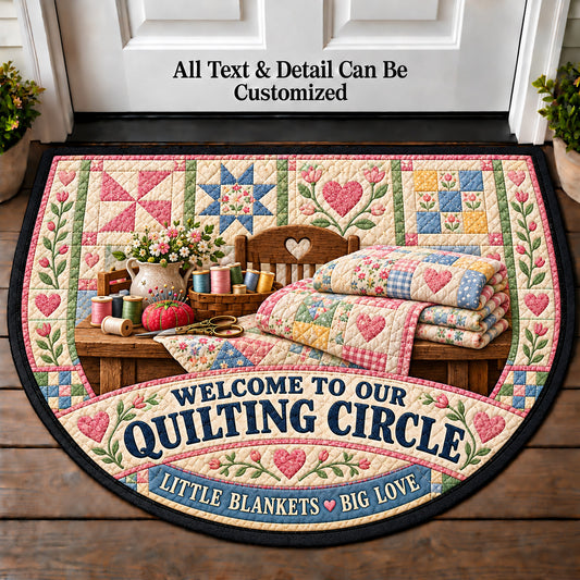 Baby Quilt Keepsake - Quilting Circle Personalized Half Round Mat | 5To9Vibe