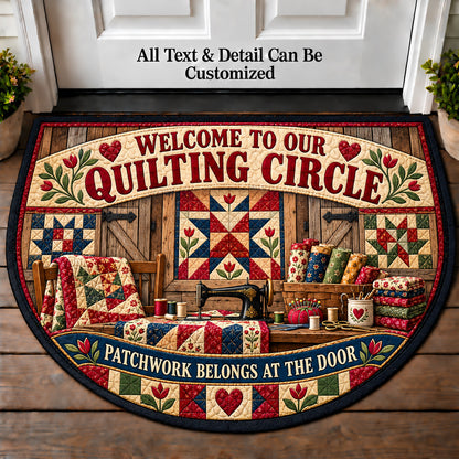 Barn Quilt Accent - Quilting Circle Personalized Half Round Mat | 5To9Vibe