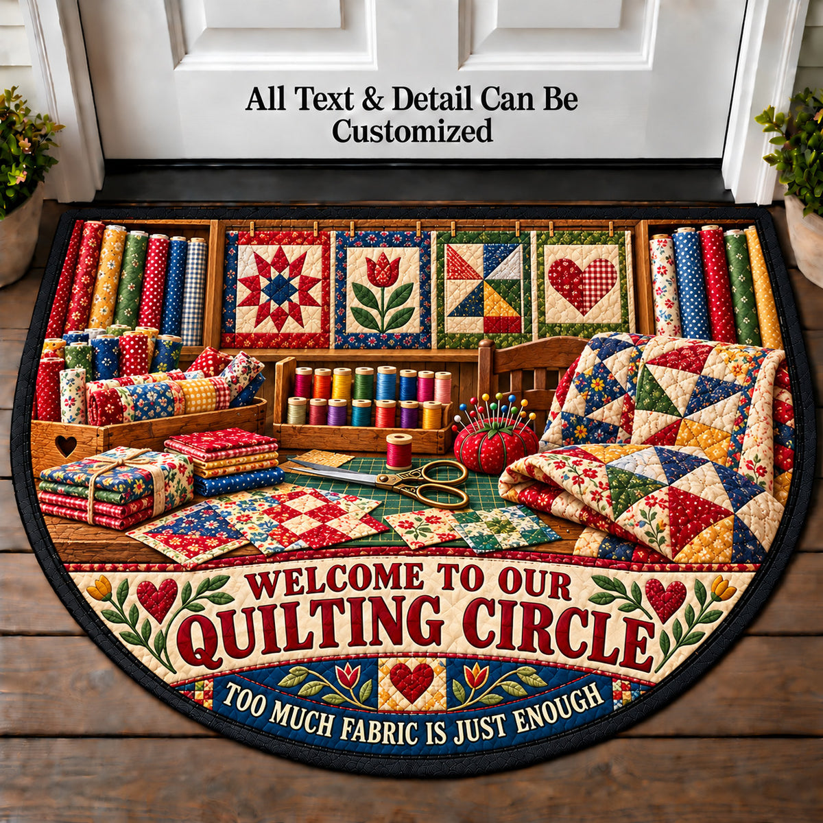 Fabric Shop Finds - Quilting Circle Personalized Half Round Mat | 5To9Vibe