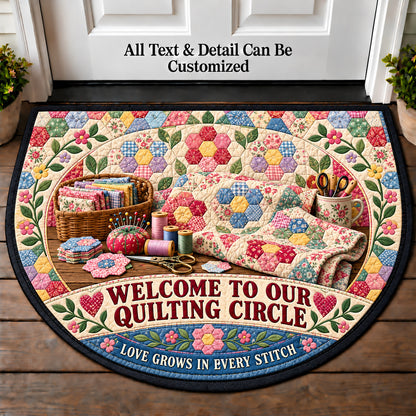Grandmother's Flower Garden - Quilting Circle Personalized Half Round Mat | 5To9Vibe