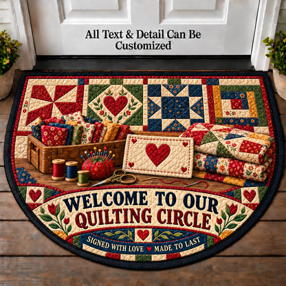 Quilt Label Memories - Quilting Circle Personalized Half Round Mat | 5To9Vibe