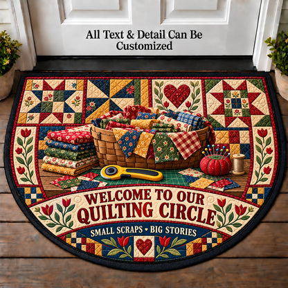 Scrap Basket - Quilting Circle Personalized Half Round Mat | 5To9Vibe