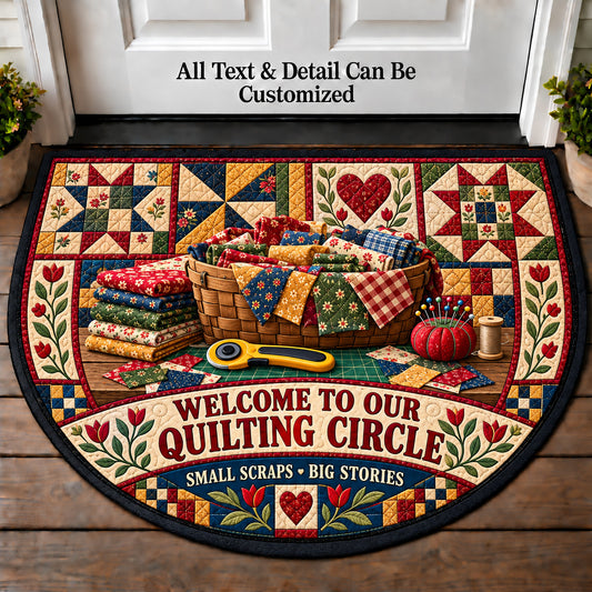 Scrap Basket - Quilting Circle Personalized Half Round Mat | 5To9Vibe