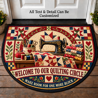 Sewing Machine Morning - Quilting Circle Personalized Half Round Mat | 5To9Vibe
