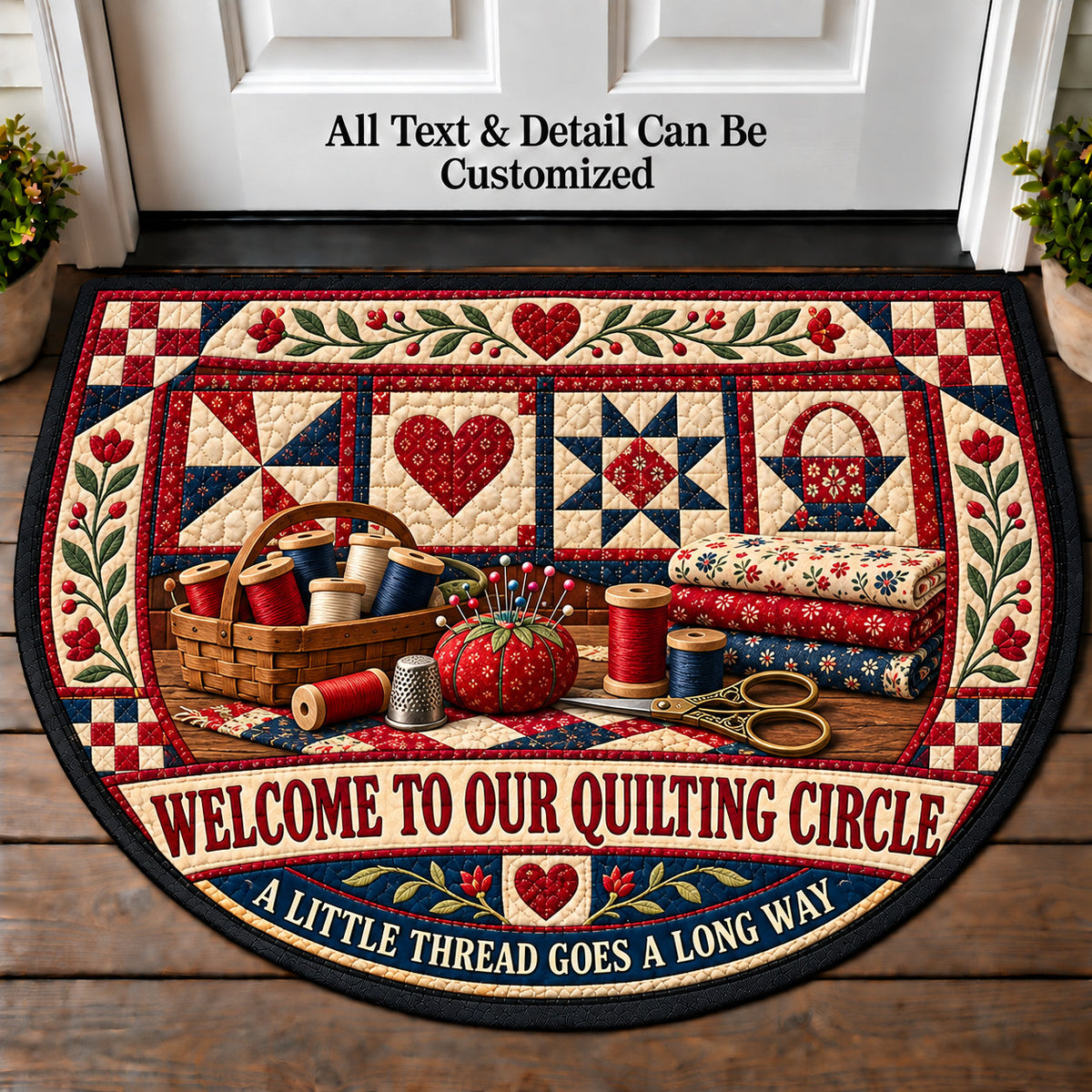 Thread Thimble - Quilting Circle Personalized Half Round Mat | 5To9Vibe